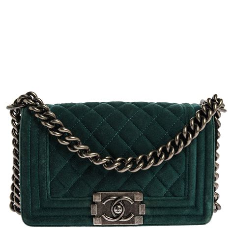 chanel boy bag velvet green|velvet Chanel handbags for women.